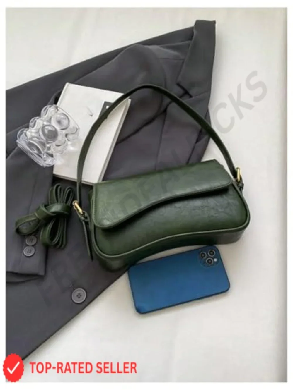 Faux Leather Hobo Shoulder Bag - Trendy Crossbody Purse with Top Handle &